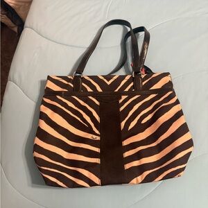 Coach Black and Cream Tote Bag with Animal Print